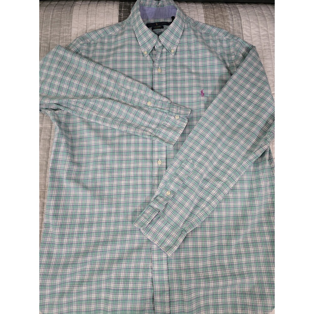 Ralph Lauren Men's Long Sleeve Plaid Shirt Sz Large 100% Cotton